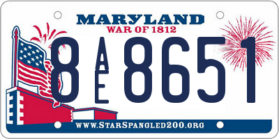 MD license plate 8AE8651