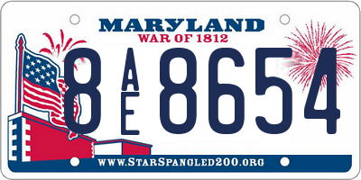MD license plate 8AE8654