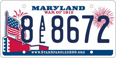 MD license plate 8AE8672