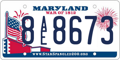 MD license plate 8AE8673