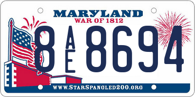 MD license plate 8AE8694