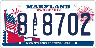 MD license plate 8AE8702