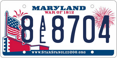 MD license plate 8AE8704