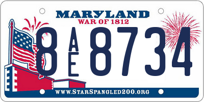 MD license plate 8AE8734