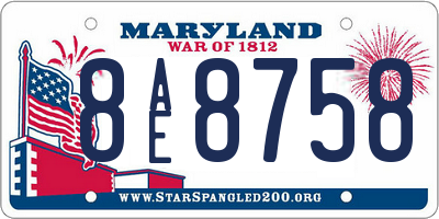 MD license plate 8AE8758