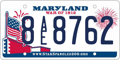 MD license plate 8AE8762