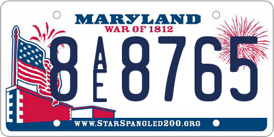 MD license plate 8AE8765