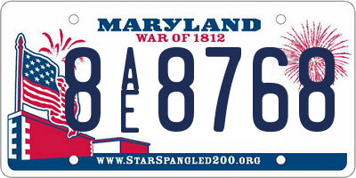 MD license plate 8AE8768