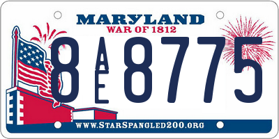 MD license plate 8AE8775