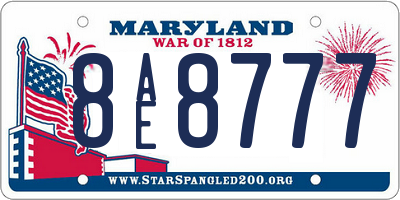 MD license plate 8AE8777