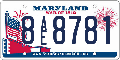 MD license plate 8AE8781