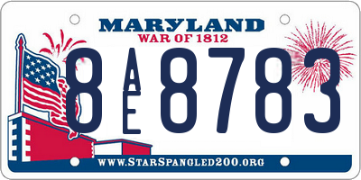 MD license plate 8AE8783