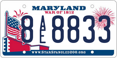 MD license plate 8AE8833