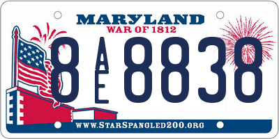 MD license plate 8AE8838