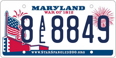 MD license plate 8AE8849