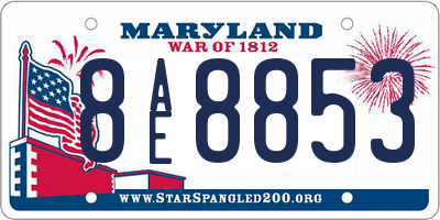 MD license plate 8AE8853