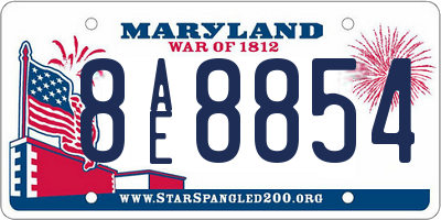 MD license plate 8AE8854