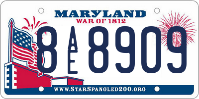 MD license plate 8AE8909