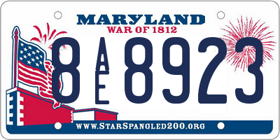 MD license plate 8AE8923
