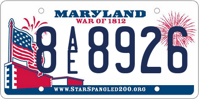 MD license plate 8AE8926
