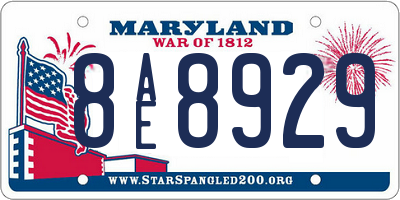 MD license plate 8AE8929