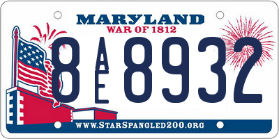 MD license plate 8AE8932