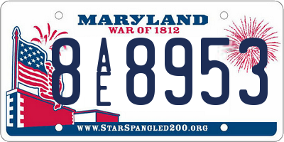 MD license plate 8AE8953