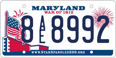 MD license plate 8AE8992
