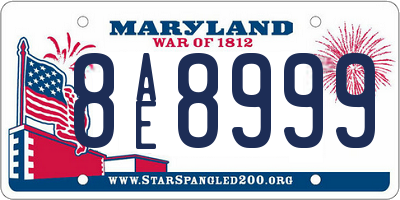 MD license plate 8AE8999