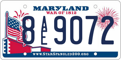 MD license plate 8AE9072