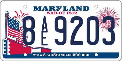 MD license plate 8AE9203