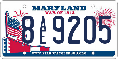 MD license plate 8AE9205