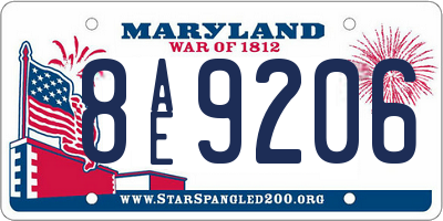 MD license plate 8AE9206