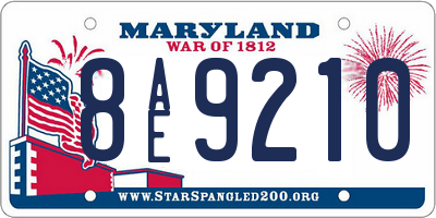 MD license plate 8AE9210