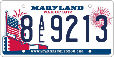 MD license plate 8AE9213