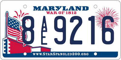 MD license plate 8AE9216