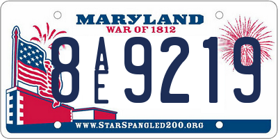 MD license plate 8AE9219