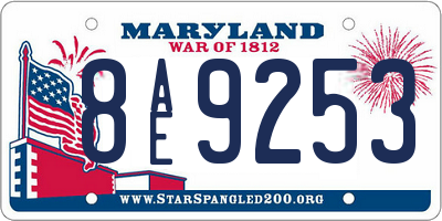 MD license plate 8AE9253