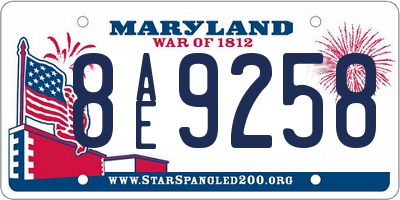 MD license plate 8AE9258