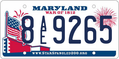 MD license plate 8AE9265