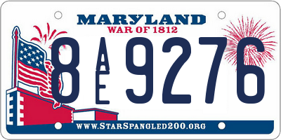 MD license plate 8AE9276