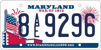 MD license plate 8AE9296
