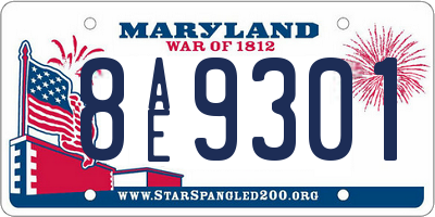 MD license plate 8AE9301