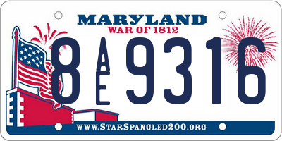 MD license plate 8AE9316
