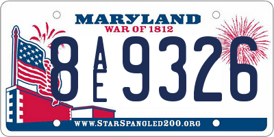 MD license plate 8AE9326