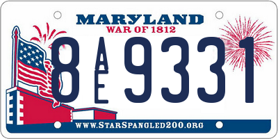 MD license plate 8AE9331