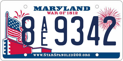 MD license plate 8AE9342