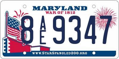 MD license plate 8AE9347
