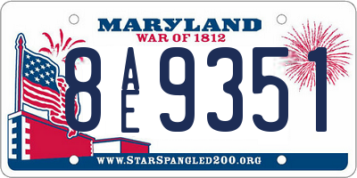 MD license plate 8AE9351