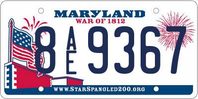 MD license plate 8AE9367